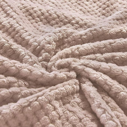 Exclusivo Mezcla Fleece Throw Blanket Extra Large, Super Soft and Warm Blankets for Couch, Sofa and Bed Waffle Textured, Cozy, Fuzzy and Lightweight (Camel, 50x70 Inches)