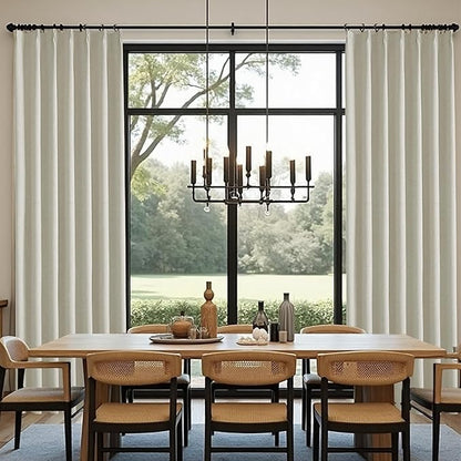 KangBang Full Blackout Pinch Pleat Curtains 102 Inches Long, Pleated Linen Drapes 2 Panels Set for Living Room Dining with Hooks, Thermal Insulated & Noise Reducing, 52Wx102L, Linen Color