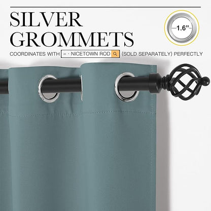 NICETOWN Greyish Green Doorway Curtain Privacy, Door Cover Curtain, Sound Reducing Winter Insulated Thermal Room Darkening Blackout Curtains for Bedroom, 84 inch Length (1 Panel, 5ft Wide by 7ft Long)