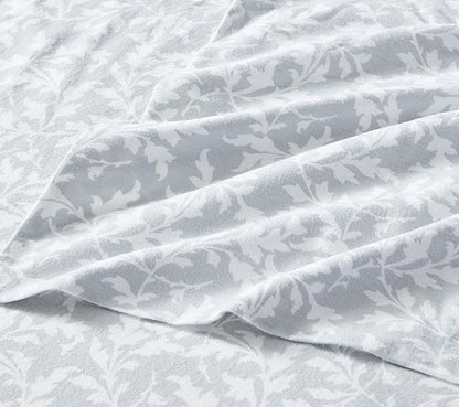 Laura Ashley - Flannel Sheets Twin Size, Anti-Pilling & Wrinkle Resistant Cotton, Touchably Soft for All-Season Comfort - Bed Sheets with Matching Pillowcase & Fitted Sheet (Crestwood Pastel Grey)