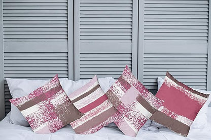 Ambesonne Grunge Throw Pillow Cushion Case Pack of 4, Abstract Design Simplistic Minimal Stripes Brushstrokes Contemporary, Modern Accent Double-Sided Digital Printing, 20", Pink Purpleblue Grey Pink