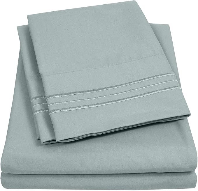 RV Short Queen Sheet Set with Built-In Sheet Straps -✅ Deep Pocket Recreational Vehicle Camper Size Fitted Sheet, Flat Sheet & Pillowcases -✅ Soft, Wrinkle-Free, Secure Fit -✅ Slate