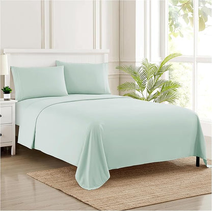 1800 Thread Count Sheet Set – Soft Egyptian Quality Brushed Microfiber Sheets – Luxury Bedding Set with Flat Sheet, Fitted Sheet, 2 Pillow Cases, Queen
