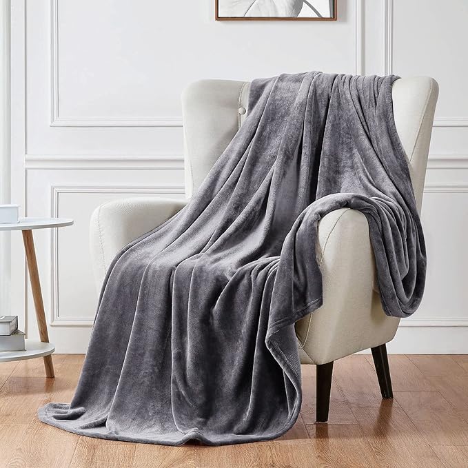 Walensee Fleece Blanket Plush Throw Fuzzy Lightweight (XL-Twin Size 66x90 Dark Grey) Super Soft Microfiber Flannel Blankets for Couch, Bed, Sofa Ultra Luxurious Warm and Cozy for All Seasons