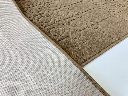 Custom Size Modern Abstract Floor Carpet Runner Rug for Hallways, Slip Resistant Latex Rubber Backed, 31 inch Wide X Customized Length, Art Gold Tan, 31 inch X 13 feet