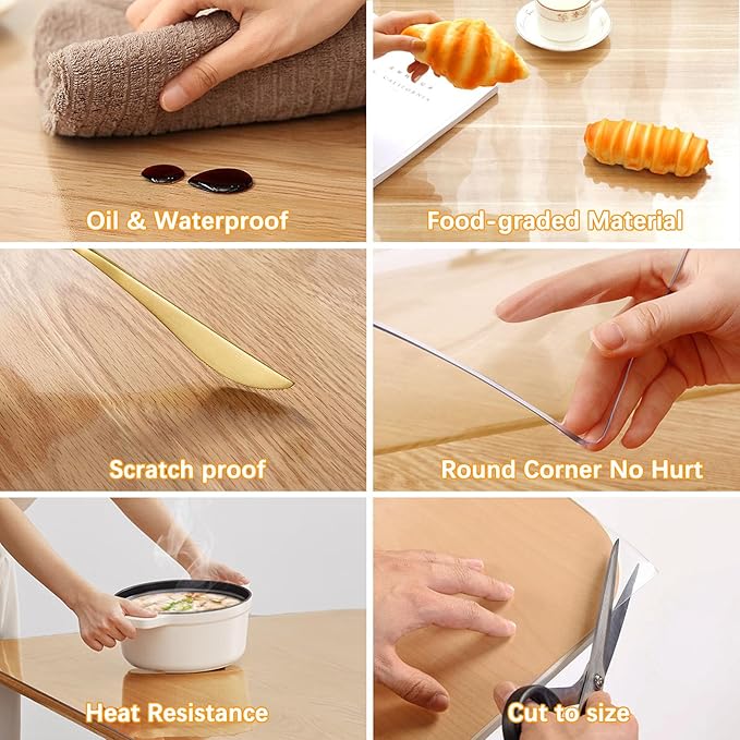 1.5mm Thick 19 x 54'' Clear Plastic Table Protector for Dining Room Waterproof PVC Table Tablecloth Cover Vinyl Desk Pad Mat Wood Furniture Coffee Glass End Hallway Table Top Surface Protection Liner