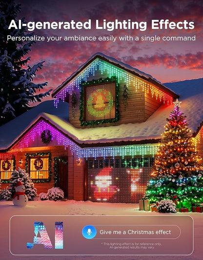 Govee Christmas Lights 2, RGBWIC 66FT 200LEDs Holiday String Lights with Shape Mapping Function, Smart LED Decoration for Indoor Outdoor Tree, 130+ Preset Scenes, Voice and APP Control, Green Wire