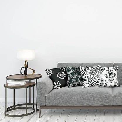 Ambesonne Retro Throw Pillow Cushion Case Pack of 4, Trellis Grid Medieval Floral Damask Mandala Flower Ornament Modern Monochrome, Modern Accent Double-Sided Digital Printing, 18", Dark Reseda Green