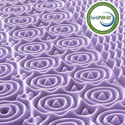 MUXHOMO 2 Inch 7-Zone Queen Mattress Topper, Egg Crate Foam Mattress Topper Queen Size for Back Pain, Lavender Cooling Gel Infused Bed Pad, CertiPUR-US and Oeko-TEX Certification (60"×80")