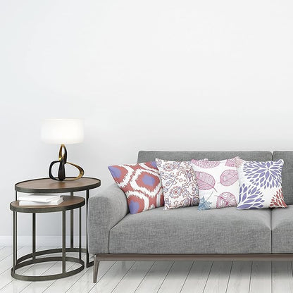 Ambesonne Vintage Throw Pillow Cushion Case Pack of 4, Bohemian Ornamental Leaves Dahlia Pattern Geometric Art Curlicue Motif, Modern Accent Double-Sided Digital Printing, 20", Lavender Pale Maroon