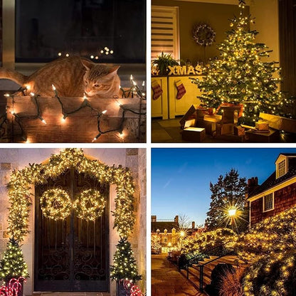 LIDORE Super Bright Clear Mini Christmas Tree String Lights, Gift for Decoration, 21.45FT 100 Count Bulbs with Green Cord, UL Listed Indoor Outdoor Lighting for Holiday (Green Cable, 1-Pack)
