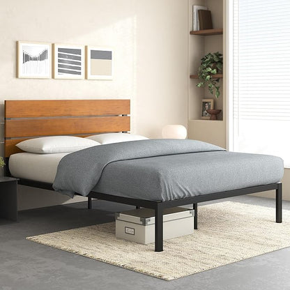 ZINUS Paul Metal and Bamboo Platform Bed Frame, Wood Slat Support, No Box Spring Needed, Easy Assembly, Full