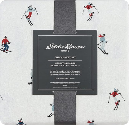 Eddie Bauer - Queen Sheets, Cotton Flannel Bedding Set, Brushed for Extra Softness, Cozy Home Decor (Rookeries, Queen)