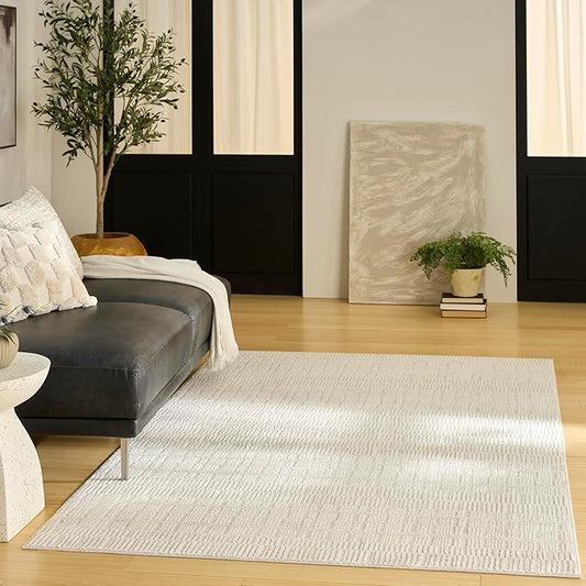 Nourison Home Nordic Ivory 4' x 6' Scandinavian Area Rug - Easy Clean, Non Shedding, Bed Room, Living Room, Dining Room, Kitchen (4' x 6')