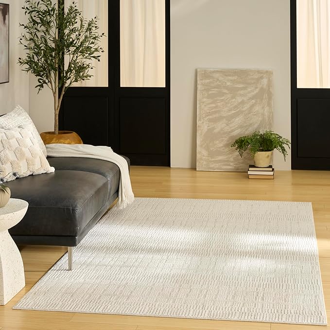 Nourison Nordic Ivory 5' x 7' Scandinavian Area Rug - Easy Clean, Non Shedding, Bed Room, Living Room, Dining Room, Kitchen (5' x 7')