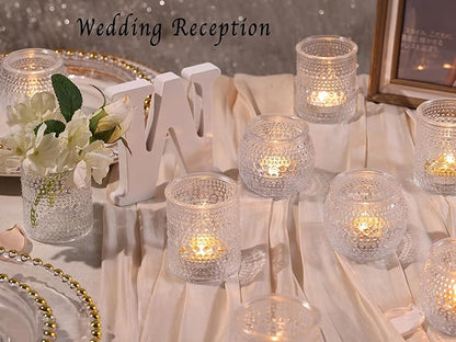 16 Pcs Assorted Clear Votive Candle Holders- Glass Tealight Candle Holder for Wedding Table Decor, Small Candle Holders Bulk for Fall, Thanksgiving, Christmas, Wedding Party Decor