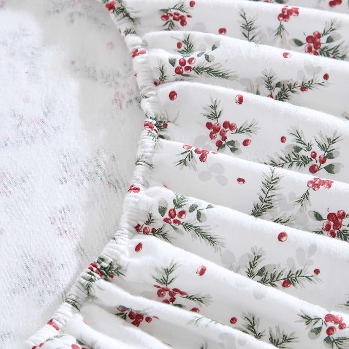 Laura Ashley - Flannel Sheets King Size, Anti-Pilling & Wrinkle Resistant Cotton, Touchably Soft for All-Season Comfort - Bed Sheets with Matching Pillowcases & Fitted Sheet (Berry Bright Red)