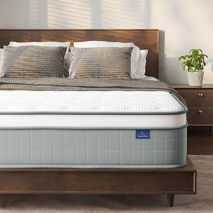 Vesgantti Queen Mattresses, 12 Inch Innerspring Hybrid Queen Size Mattress, Pressure Relief Pocket Spring Bed Mattress in a Box with Breathable Memory Foam, Medium Firm Plush, CertiPUR-US