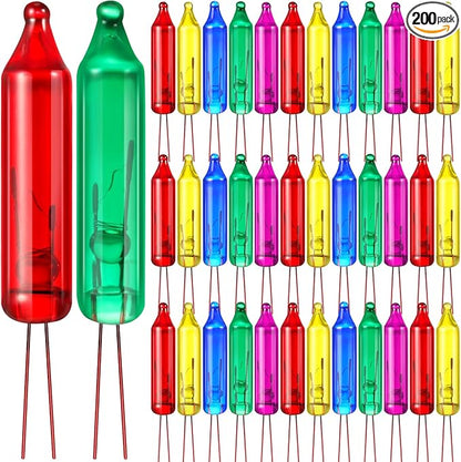 Mudder 200 Count 2.5V Christmas 50/100/150/200 Count Mini Incandescent Wire String Lights Replacement Bulbs Indoor/Outdoor Christmas Lights Decorations for Home Xmas Tree(Vibrant Color)