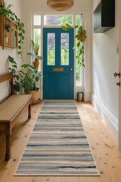 RUG BRANCH Havana 2' x 6' (2' X 5'11") Scandinavian Indoor Runner Rug, Contemporary, Blue Brown - Entryway, Hallway, Bathroom, and Kitchen