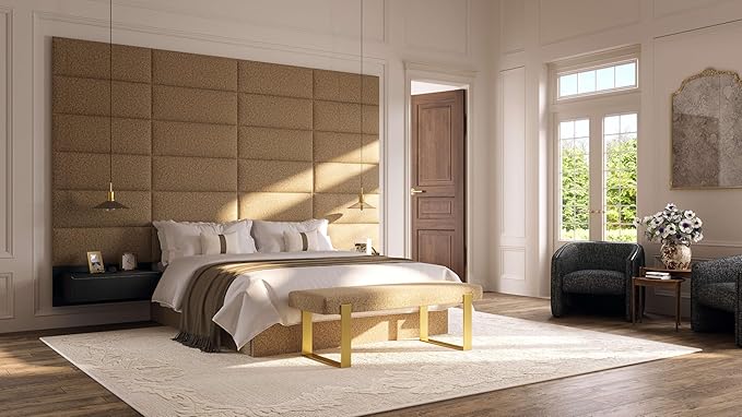 Vänt Upholstered Wall Panels - King/Cal King Size Wall Mounted Headboards - Vintage Leather White Dove - Twin/King - Set of 4 Panels (Each Individual Panel 39"x11.5")