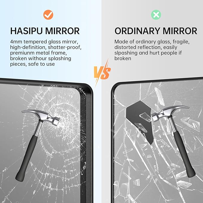 Hasipu 2 PCS Bathroom Mirror for Wall, 36 x 30 Inch Silver Metal Framed Bathroom Mirrors for Over Sink, Rectangle Bathroom Vanity Mirror, Anti-Rust, Tempered Glass, Horizontal or Vertical