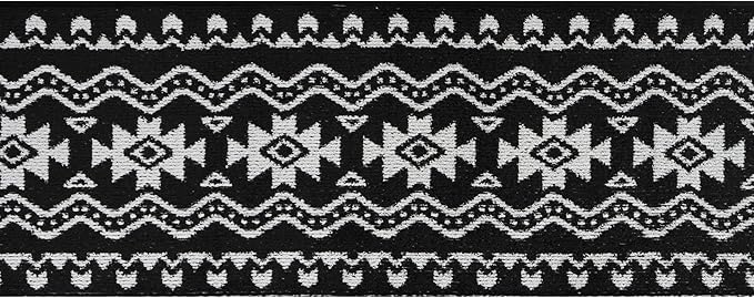 Custom Length Cut to Size Tribal Ethnic Southwestern Inspired Hallway Runner Rug, Non Slip Rubber Backed, 31 inch Wide X Customized Length, Aztec Black, 31 inch X 20 feet