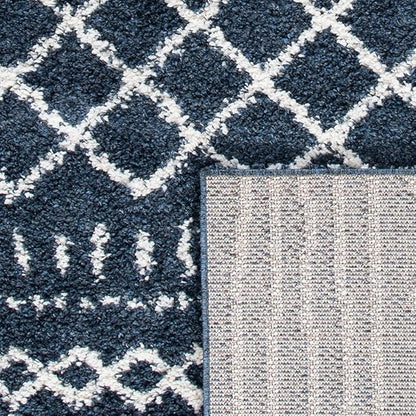 SAFAVIEH Arizona Shag Collection Area Rug - 9' x 12', Slate Blue & Ivory, Moroccan Design, Non-Shedding & Easy Care, 1.6-inch Thick Ideal for High Traffic Areas in Living Room, Bedroom (ASG741L)