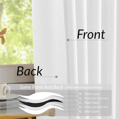 KangBang White Pinch Pleated Blackout Curtains 90 Inches Long for Bedroom, Linen Textured Pinch Pleat Drapes for Living Room Nursery, Soundproof Privacy Assured Home Decor(2 PCs, Pure White,40x90)