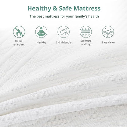 EGO White 8 Inch Short Queen Memory Foam RV Mattress, Cooling Gel Green Tea Mattress for RVs, Campers & Trailers, Bed in a Box, CertiPUR-US Certified, 60"×75", Medium Firm