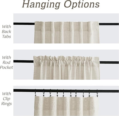 RYB HOME Living Room and Dining Room Curtains and Drapes Linen Sheer, Light Filtering Curtains 96 inches Long, Back Tab/Rod Pocket, Cream Colored, W 52 x L 96 inches, 2 Panels Set
