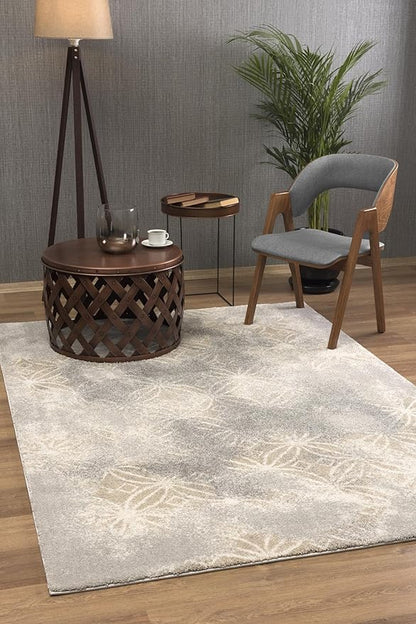 RUG BRANCH New Zealand Plush 4' x 6' (3'9" X 5'6") Scandinavian Indoor Area Rug, Contemporary, Grey Brown - Living Room, Bedroom, Dining Room, and Kitchen