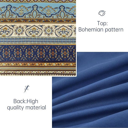 Cottolester Boho Comforter Set Full Size 8 Pieces,Brown Blue Bohemian Comforter Paisley Striped Bed in A Bag,Soft Microfiber Bedding Set for All Season
