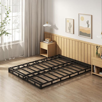 EMODA King Size Box Spring 4 Inch Heavy Duty Bed Base Metal Mattress Foundation with Fabric Cover, 3000LBS Max Weight Capacity, Noise Free, Easy Assembly