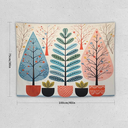 Shabby Chic Trees Wall Tapestry Autumn Nature Forest Wall Hanging Wall Tapestry Aesthetic Landscape Tapestry Vintage Wall Hanging for Living Room Dorm Decor 30"x40" Christmas Family Party