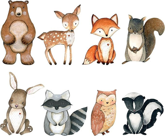 Back40Life Forest Critters Painted Wooden Animal Cutout Shapes (Medium + Stands (Bundle of 8))