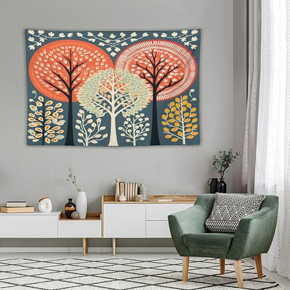 MaSiledy Shabby Chic Trees Tapestry Wall Hanging Fall Autumn Tree Bedroom Tapestries Landscape Tapestry Wall Art for Home Decor 60"x90" Bedroom Xmas Tapestry for Bedroom Christmas Backdrop