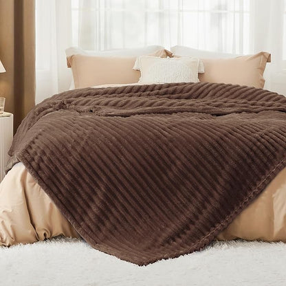 Bedsure GentleSoft Fondue Fudge Fleece Blanket for Couch -Cozy Soft Blankets for Women, Cute Small Throws for Girls, 90x90 Inches