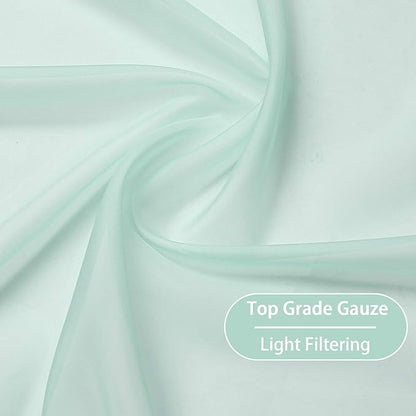 KEQIAOSUOCAI Aqua Sheer Curtain Panels 72 inches Long - Top Grade Grommet Solid Texture Soft Voile Window Drapes for Bedroom Living Room(38 Wide x 72-inch Length,2 Panels,Seafoam Green)
