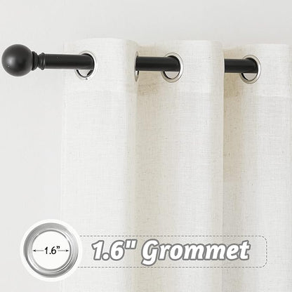 RYB HOME Linen Sheer Curtains - 108 inches Extra Long Semi Sheer Grommet Boho Curtains for Living Room Bedroom Farmhouse Canopy Bed Dining, W 52 x L 108, Set of 2, Linen