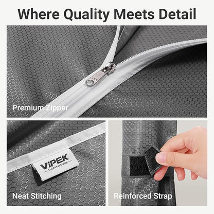 VIPEK V5C Medium Covered Clothes Rack Heavy Duty Portable Closet Wardrobe, Freestanding Black Clothing Rack with Grey Upgarded Polyester Cover, Adjustable Custom Closet Rack, 57.9" Lx17.3 Wx76.4 H