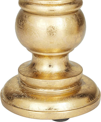 Deco 79 Mango Wood Decorative Candle Holder Turned Style Pillar Candle Stand, Set of 3 Candlestick Holder 10", 8", 6"H, Gold