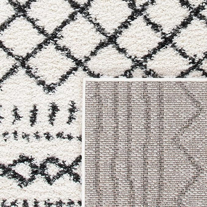 SAFAVIEH Arizona Shag Collection Area Rug - 6'7" x 9'2", Ivory & Black, Moroccan Design, Non-Shedding & Easy Care, 1.6-inch Thick Ideal for High Traffic Areas in Living Room, Bedroom (ASG741Z)