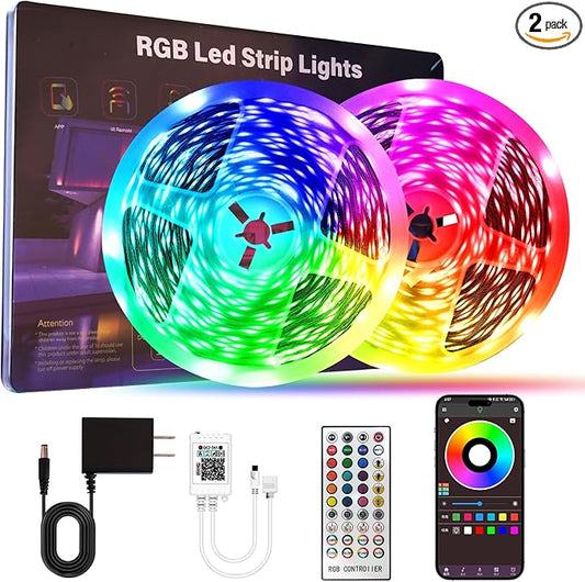 Led Lights for Bedroom 200 FT (2 Rolls 100 FT), with Remote and Application Control RGB Color Changing LED Strip Lights, Music Synchronization, Used for Room, Family, Party Decoration