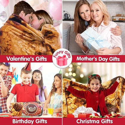Jorbest Cookie Blanket Adult Size 71 Inches Birthday Gifts for Women Men Mom Teen Boys Girls, Novelty Cookie Throw Blanket Funny Gifts for Adult Kids, 285 GSM Soft Flannel Food Blanket (Dark Brown)