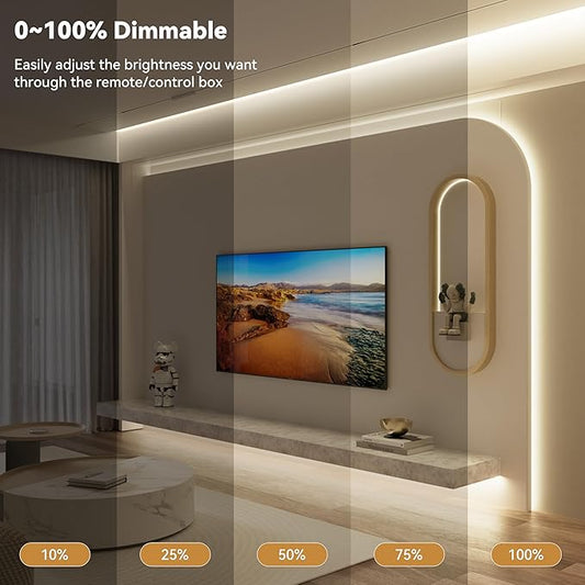 PAUTIX COB LED Strip Light 16.4ft,Engineering Level UL Listed Natural White 4000K,CRI93+ Super Bright High Lumen,Dimmable 24V Flexible LED Tape Light with RF Remote,for Home&Office Decor DIY Lighting