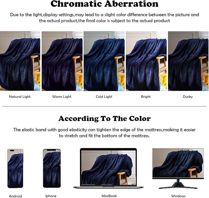 NEWCOSPLAY Super Soft Twin Blanket Dark Navy Premium Silky Flannel Fleece Leaves Pattern Lightweight Bed Blanket All Season Use (Dark Navy, Twin(60"x80"))