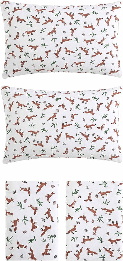 Eddie Bauer- Full Sheet Set, Cotton Flannel Bedding Set, Brushed for Extra Softness, Cozy Home Décor (Fox Trail Orange, Full)