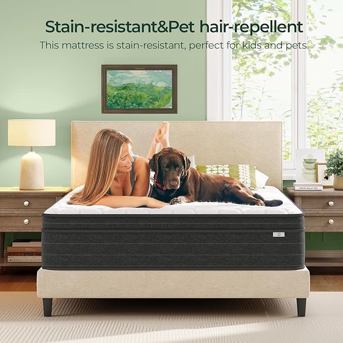 koorlian XL Twin Mattress 12 Inch - Cooling Hybrid Mattress in a Box for Back Pain Relief - Pocket Spring & Memory Foam | Fiberglass-Free, Medium Firm Feel, CertiPUR-US, 120 Nights Trial