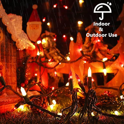 ODEETRONIC Red & White Christmas Lights, 21.63ft 100 Count Incandescent Green Wire Christmas String Lights, Connectable UL Certified Xmas Fairy Tree Light, Outdoor/Indoor Mini Light for Wedding Party